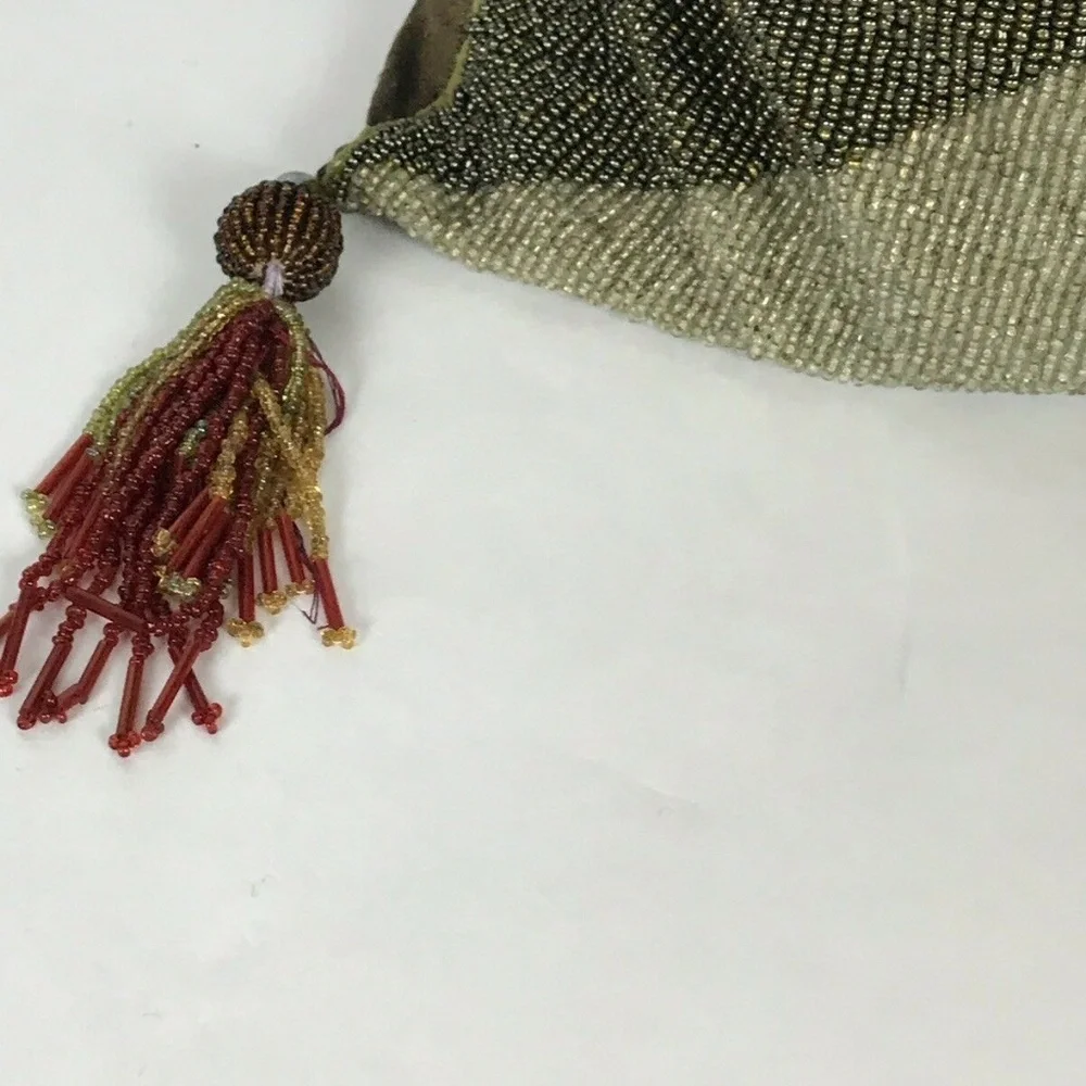 Beaded Tassel Geometric Throw Toss Gold pillow‎
